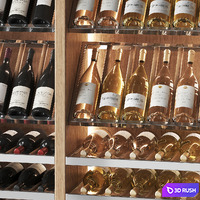 Wine cabinet for a wine library in a restaurant and home 3D Model Vray, Corona