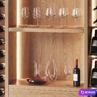 Wine cabinet for a wine library in a restaurant and home 3D Model Vray, Corona