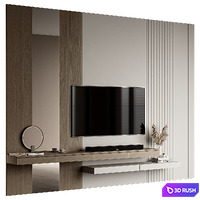 TV Wall 59 3D Model Vray, Corona