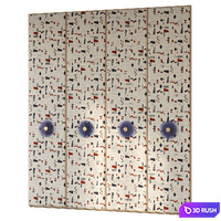 Wooden Wardrobe N007 3D Model Vray, Corona