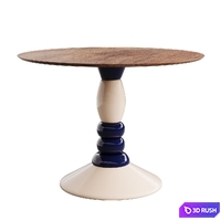 Round Metal Wooden Dining Table by Zara Home 3D Model Corona