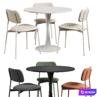 Tulip Milam table and chairs 3D Model Vray, Corona