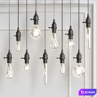 Vintage style pendant lights 3D Model Vray