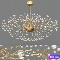 Modern Golden Glass Chandelier_1 3D Model Vray