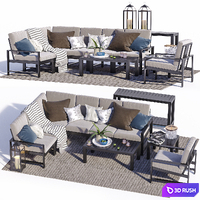 Indio Metal Outdoor Furniture Set 2 3D Model Corona