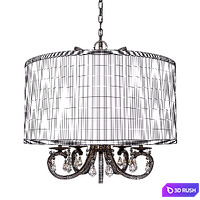5-Light Polished Nickel Drum Pendant Chandelier with Beads 3D Model Vray