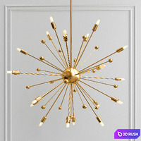 Italian Style Brass Sputnik Chandelier 3D Model Vray