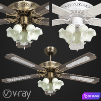 Reunion Electric Ceiling Fan 3D Model Vray
