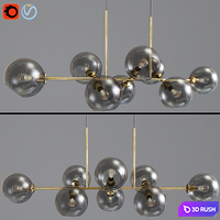 Lighting Staggered Glass Chandelier 3D Model Vray, Corona