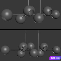 Lighting Staggered Glass Chandelier 3D Model Vray, Corona