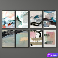 Poster Set "Abstract Painting" 3D Model Vray, Corona