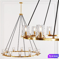 Restoration Hardware PAUILLAC ROUND CHANDELIER 48 Glass shade and Brass 3D Model Corona