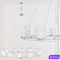 Restoration Hardware PAUILLAC ROUND CHANDELIER 48 Glass shade and Brass 3D Model Corona