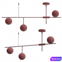 Chandelier Balls white &amp; brass 3 3D Model Vray