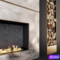 Fireplace and firewood 1 3D Model Vray, Corona