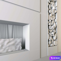 Fireplace and firewood 1 3D Model Vray, Corona