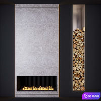 Fireplace and firewood 3 3D Model Vray, Corona