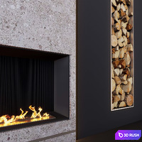 Fireplace and firewood 3 3D Model Vray, Corona