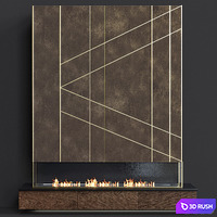 Contemporary fireplace 32 3D Model Vray, Corona