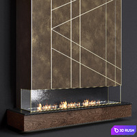 Contemporary fireplace 32 3D Model Vray, Corona