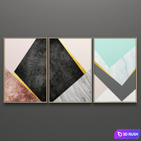 Set of triptych paintings 57 3D Model Vray