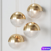 Pendant lamp Lee Broom LENS FLAIR PENDANT LIGHT Brass 3D Model Corona