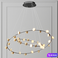 Chandelier Bloom Two Rings 3D Model Vray, Corona