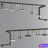 Custom Suspensions Modules Ceiling Track Light 03 3D Model Vray, Corona