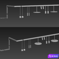 Custom Suspensions Modules Ceiling Track Light 03 3D Model Vray, Corona