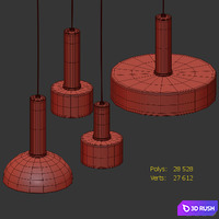 Simple pendant lights 3 3D Model Vray, Corona