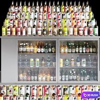 Huge bar with a large selection of alcohol. Cocktail 3D Model Corona
