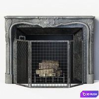 Regency Style Stone Fireplace 3D Model Vray, Corona