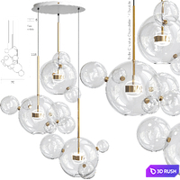 Bolle Circular Chandelier 14 Bubble 3D Model Vray