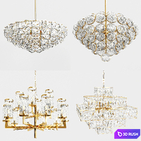 Chandelier gold and glass collection 3D Model Vray