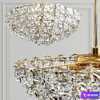 Chandelier gold and glass collection 3D Model Vray