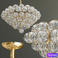 Chandelier gold and glass collection 3D Model Vray