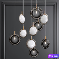 Ring Glass Art Chandelier01 3D Model Vray