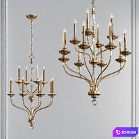 Lauderhill Aged Brass 12 Light Chandelier by Hudson Valley 3D Model