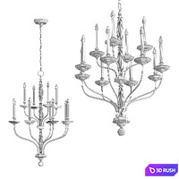 Lauderhill Aged Brass 12 Light Chandelier by Hudson Valley 3D Model Vray