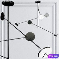 Invisible LED 2-Arm Pendant Light 3D Model Vray