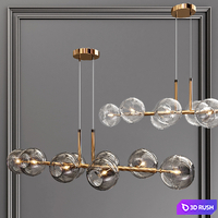 Modern metal glass chandelier 01 3D Model Vray