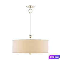 Polished Nickel Hanging Shade Ceiling Light in Natural Paper 3D Model Vray