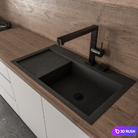 Kitchen Modern - White and Wood 35 3D Model Vray, Corona