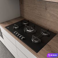 Kitchen Modern - White and Wood 35 3D Model Vray, Corona