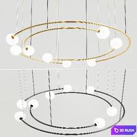 Chandelier Planetary Ring Gold 3D Model Vray