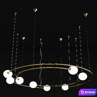 Chandelier Planetary Ring Gold 3D Model Vray