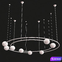 Chandelier Planetary Ring Gold 3D Model Vray