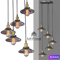 Chandelier Loft Cone Pendant Reflector 5 3D Model Vray