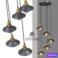 Chandelier Loft Cone Pendant Reflector 5 3D Model Vray