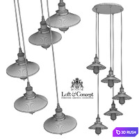 Chandelier Loft Cone Pendant Reflector 5 3D Model Vray